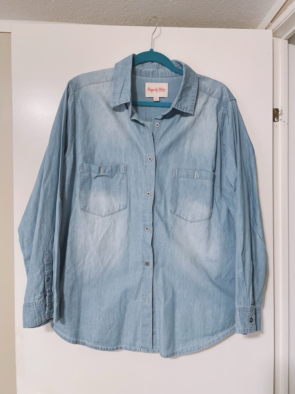 Design By Olivia Denim Button Down Shirt Size 1XL